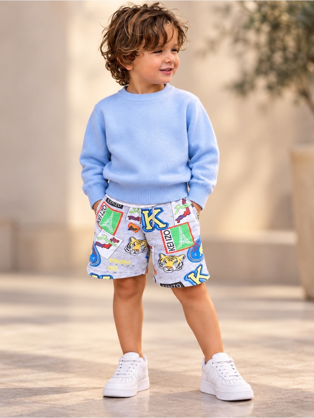 KENZO Kids Travel Print Bermuda Shorts Boys Size 12 NWT